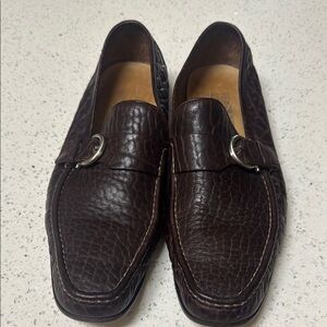 Salvatore Ferragamo Dark Brown Textured Loafers